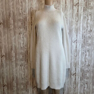 Women's BAILEY/44 Beige Shimmer Turtleneck Sweater Dress S